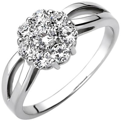 56 - Damen Ring 925 Sterling Silber 8 Zirkonia, 8,7 mm breit | 52731 / EAN:4053258504277