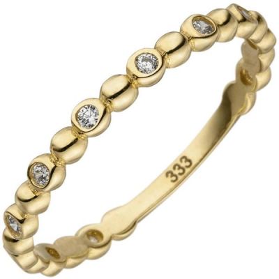 56 - Damen Ring Kugel 333 Gelbgold 11 Zirkonia, Goldring Kugelring | 51946 / EAN:4053258464113