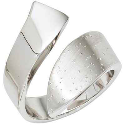 56 - Damen Ring offen 925 Sterling Silber mattiert mit Glitzereffekt | 40473 / EAN:4053258239001