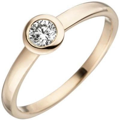 58 - Damen Ring 585 Gold Gelbgold 1 Diamant Brillant Goldring Diamantring | 49986 / EAN:4053258347379