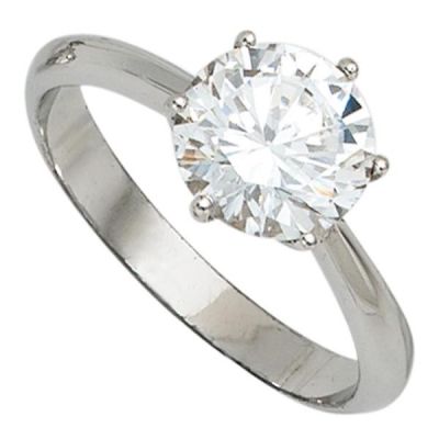 58 - Damen Ring aus 925 Sterling Silber rhodiniert 1 Zirkonia | 40574 / EAN:4053258239216