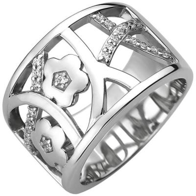 58 - Damen Ring breit 925 Sterling Silber 25 Zirkonia | 52709 / EAN:4053258503591