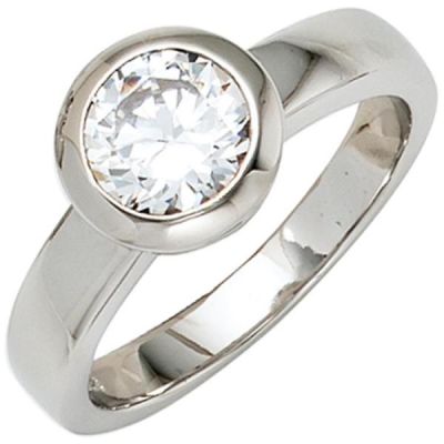 60 - Damen Ring 925 Sterling Silber, rhodiniert mit 1 Zirkonia | 40546 / EAN:4053258239049