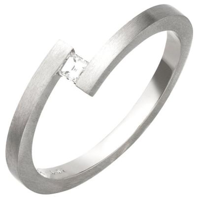 60 - Damen Ring 950 Platin matt 1 Diamant im Caree-Schliff | 54378 / EAN:4053258547878