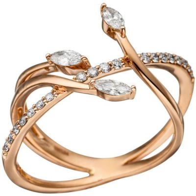 60 - Damen Ring verschlungen 585 Gold Rotgold 22 Diamanten | 46765 / EAN:4053258317617