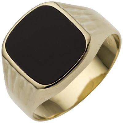 60 - Herren Ring 585 Gold Gelbgold 1 Onyx | 53096 / EAN:4053258538463