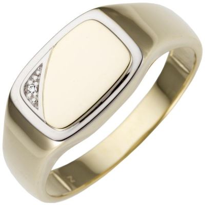 64 - Herren Ring 585 Gold Gelbgold bicolor Diamant Brillant | 53098 / EAN:4053258514603