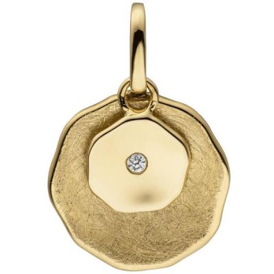 Anhänger 585 Gelbgold eismatt mit 1 Diamant Brillant | 52553 / EAN:4053258470992