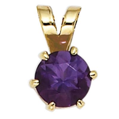 Anhänger 585 Gold Gelbgold 1 Amethyst lila violett Gold Anhänger | 39696 / EAN:4053258205013