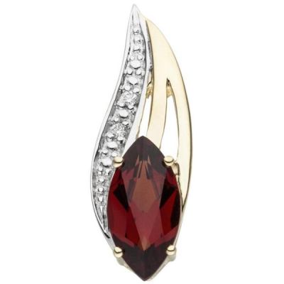 Anhänger 585 Gold Gelbgold 2 Diamanten Brillanten 1 Granat rot | 30522 / EAN:4053258049211