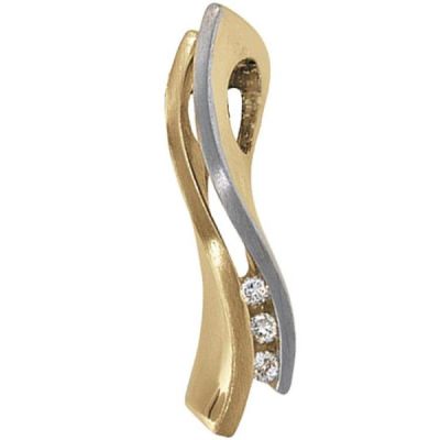 Anhänger 585 Gold Gelbgold bicolor matt 3 Diamanten Brillanten | 30355 / EAN:4053258039823