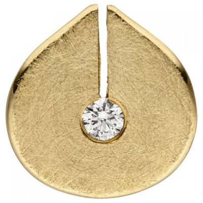 Anhänger 585 Gold Gelbgold eismatt 1 Diamant Brillant Diamantanhänger | 52557 / EAN:4053258471173