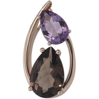 Anhänger 585 Rotgold 1 Rauchquarz braun 1 Amethyst violett lila | 44856 / EAN:4053258289815