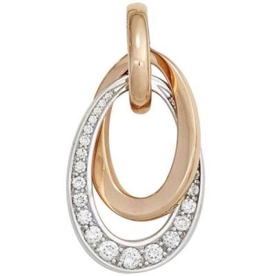 Anhänger 585 Rotgold Weißgold bicolor 27 Diamanten Brillanten 0,28ct. | 42073 / EAN:4053258243572