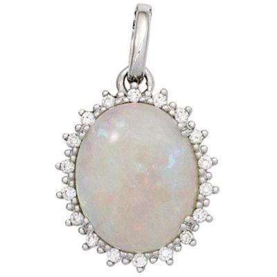 Anhänger 585 Weißgold 1 Opal 18 Diamanten Brillanten 0,10ct. | 42409 / EAN:4053258250051