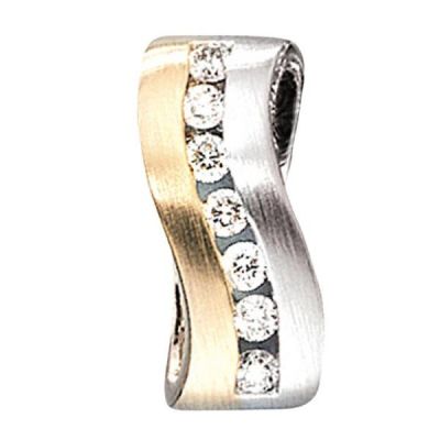 Anhänger 585 Weißgold Gelbgold bicolor matt 7 Diamanten Brillanten | 24563 / EAN:4053258035719