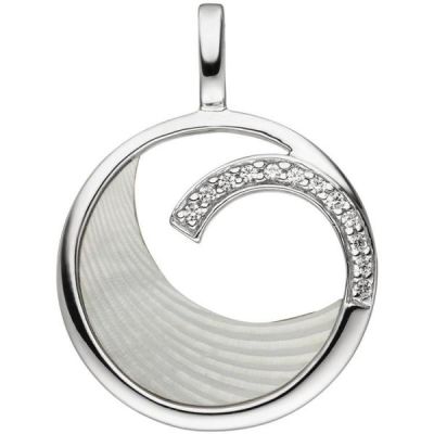 Anhänger 925 Sterling Silber 12 Zirkonia 1 Perlmutt Einlage | 50978 / EAN:4053258352120