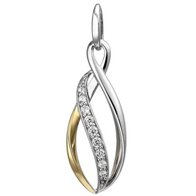 Anhänger 925 Sterling Silber bicolor vergoldet 9 Zirkonia | 52702 / EAN:4053258503379