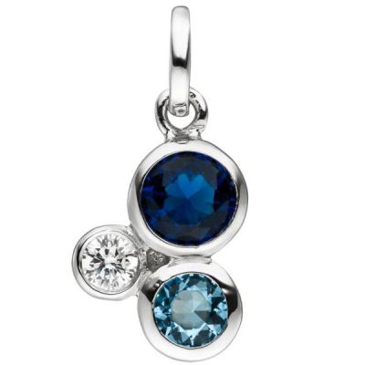 Anhänger 925 Sterling Silber mit 3 Zirkonia blau und weiß | 48347 / EAN:4053258329382