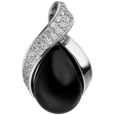 Anhänger 925 Sterling Silber mit Zirkonia 1 Onyx schwarz | 46519 / EAN:4053258317280