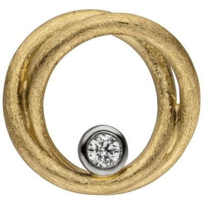 Anhänger aus 585 Gelbgold eismatt 1 Diamant Brillant 15,2 mm | 52536 / EAN:4053258470121