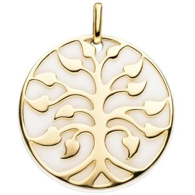 Anhänger Baum 925 Sterling Silber gold vergoldet 1 Achat-Imitation | 45413 / EAN:4053258298329