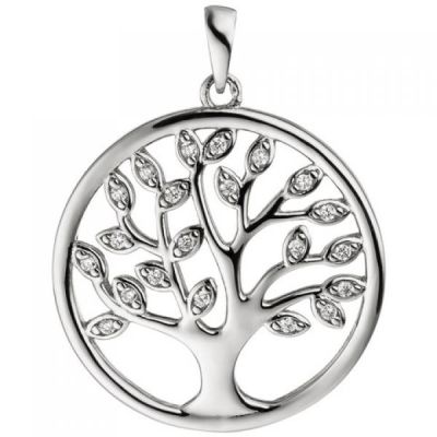 Anhänger Baum Lebensbaum 925 Sterling Silber 21 Zirkonia | 50383 / EAN:4053258355060