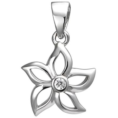 Anhänger Blume 925 Sterling Silber 1 Zirkonia Silberanhänger | 52671 / EAN:4053258505434