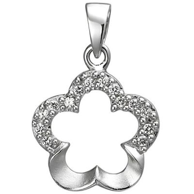 Anhänger Blume 925 Sterling Silber 14 Zirkonia Silberanhänger | 52677 / EAN:4053258506271