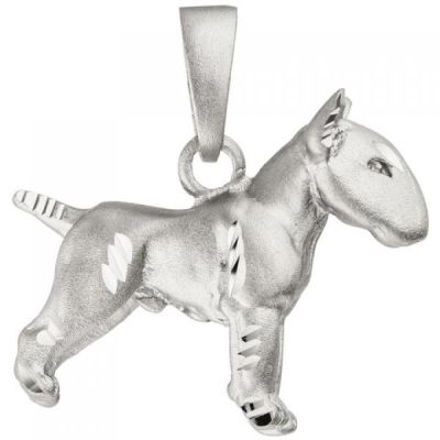 Anhänger Bullterrier Hund 925 Sterling Silber matt Silberanhänger | 50637 / EAN:4053258352007