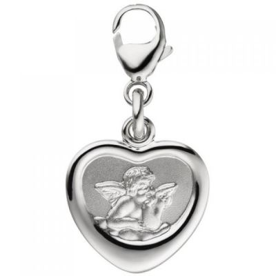 Anhänger Charm Schutzengel 925 Sterling Silber teil matt Herzcharm | 50396 / EAN:4053258354711