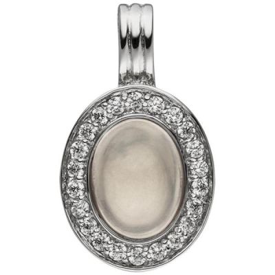 Anhänger Einhänger Oval 925 Sterling Silber 1 Rosenquarz 22 Zirkonia | 52285 / EAN:4053258458549