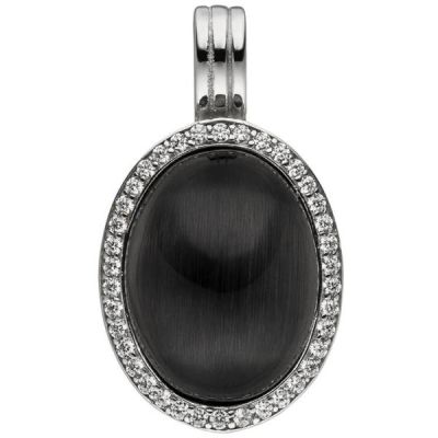 Anhänger Einhänger Oval 925 Sterling Silber Mondstein-Imitation und 38 Zirkonia | 52300 / EAN:4053258460290