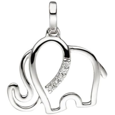 Anhänger Elefant 333 Weißgold 5 Zirkonia Weißgold Anhänger | 46786 / EAN:4053258318416