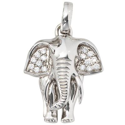 Anhänger Elefant 925 Sterling Silber rhodiniert mit Zirkonia | 44684 / EAN:4053258285930