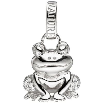 Anhänger Frosch 925 Sterling Silber mit Zirkonia Silberanhänger Kröte | 46503 / EAN:4053258309582