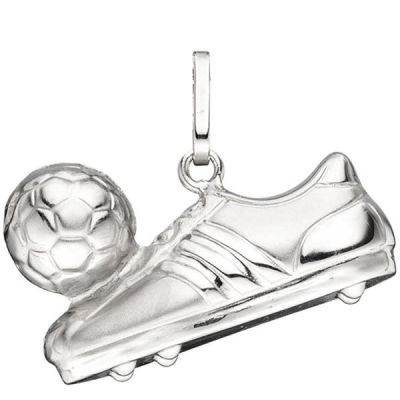 Anhänger Fußball Fußballschuh mit Ball 925 Sterling Silber mattiert | 44972 / EAN:4053258292891