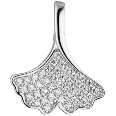 Anhänger Ginko Ginkgo 925 Sterling Silber Zirkonia SilberAnhänger | 49404 / EAN:4053258327906