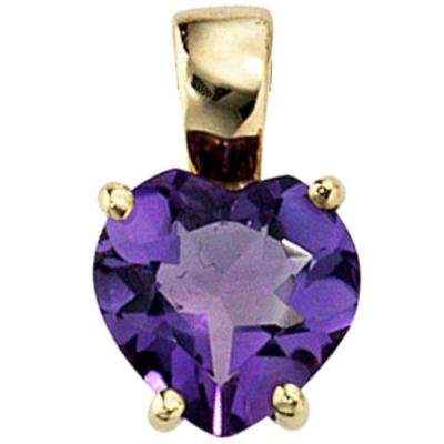 Anhänger Herz 333 Gold Gelbgold 1 Amethyst lila violett HerzAnhänger | 37789 / EAN:4053258051603