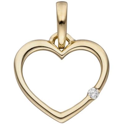 Anhänger Herz 333 Gold Gelbgold 1 Diamant Brillant HerzAnhänger | 46655 / EAN:4053258311042