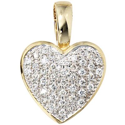 Anhänger Herz 585 Gold Gelbgold 42 Diamanten Brillanten 0,25 ct. | 25993 / EAN:4053258038383