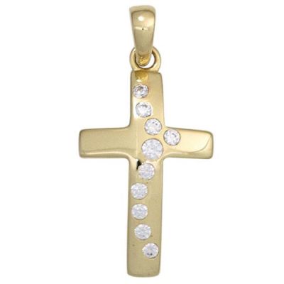 Anhänger Kreuz 333 Gelbgold 10 Zirkonia | 42225 / EAN:4053258247600