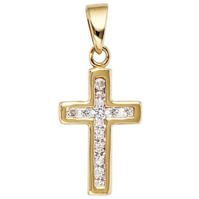 Anhänger Kreuz 333 Gold Gelbgold 12 Zirkonia Kreuz Anhänger Goldkreuz | 39512 / EAN:4053258202746