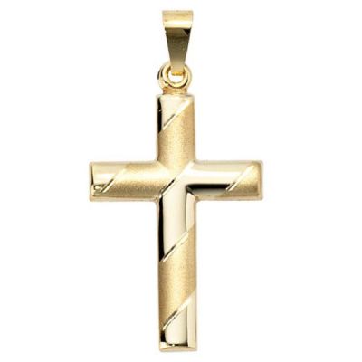 Anhänger Kreuz 333 Gold Gelbgold mattiert diamantiert Goldkreuz | 36056 / EAN:4053258045893