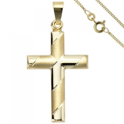 Anhänger Kreuz 333 Gold Gelbgold mit Kette 45 cm Goldkreuz | 49888 / EAN:4053258347324