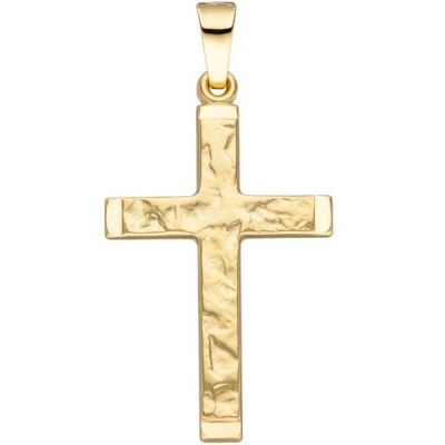 Anhänger Kreuz 585 Gelbgold gehämmert | 47158 / EAN:4053258324004