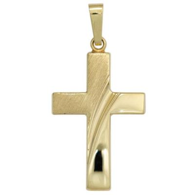 Anhänger Kreuz 585 Gelbgold teilmattiert | 42232 / EAN:4053258247679