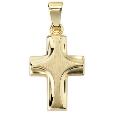 Anhänger Kreuz 585 Gold Gelbgold mattiert Kreuz Anhänger Goldkreuz | 37634 / EAN:4053258046098