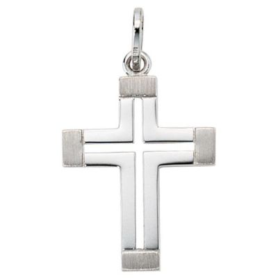 Anhänger Kreuz 585 Gold Weißgold mattiert Kreuz Anhänger Goldkreuz | 35830 / EAN:4053258045671