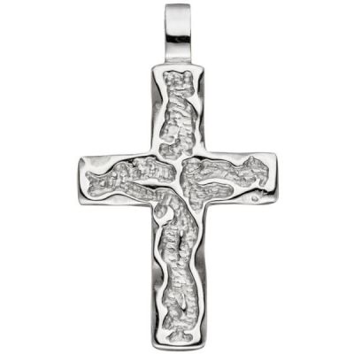 Anhänger Kreuz 925 Sterling Silber gehämmert Silberkreuz | 46904 / EAN:4053258312230